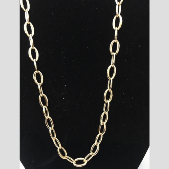 8mm OVAL LINK CHAIN NECKLACE 18K GOLD/BRONZE - Picture 2 of 4